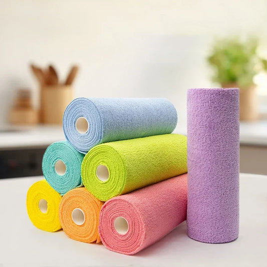 Microfiber towel rolls in assorted colors