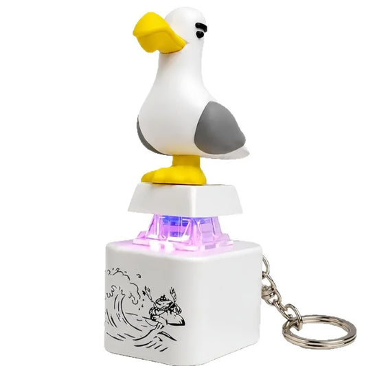 Close-up of the seagull figure on its light-up clicker base