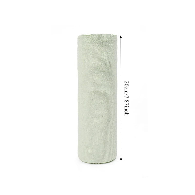 Small green microfiber towel roll