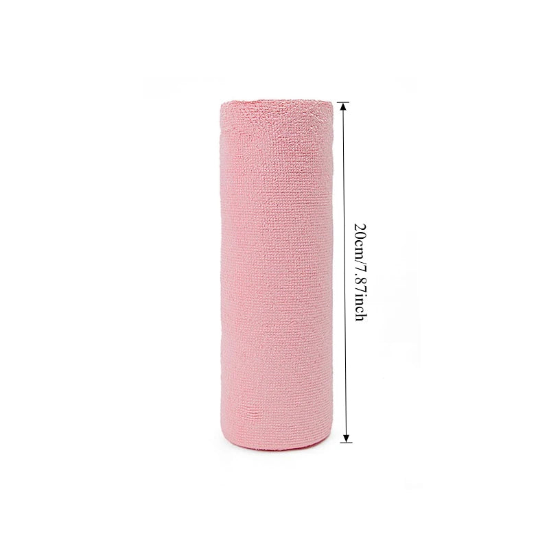 Small pink microfiber towel roll