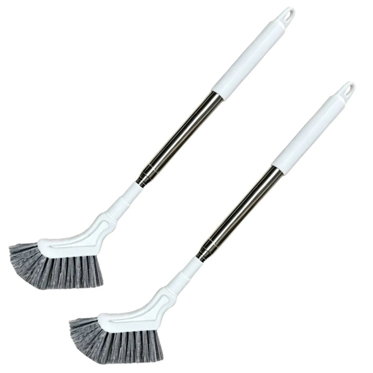 Two extendable floor scrub brushes