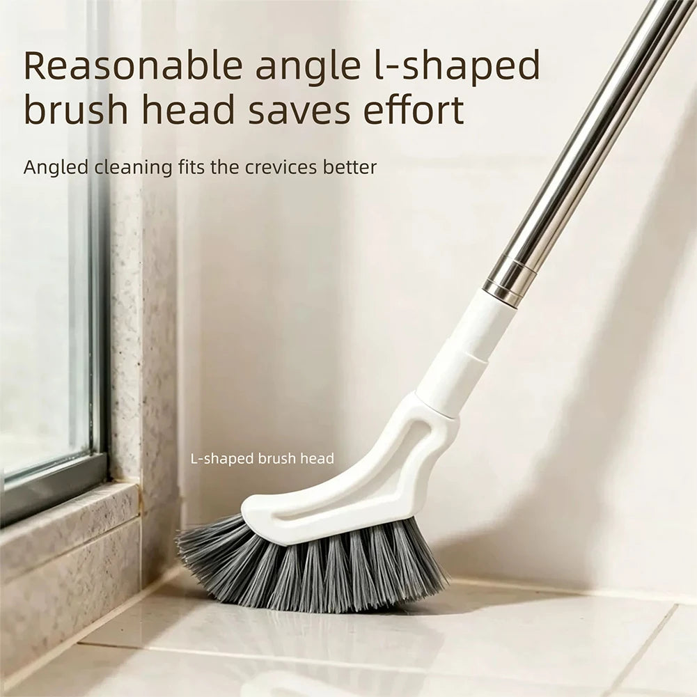 Angled L-shaped brush head cleaning the corner where floor meets wall