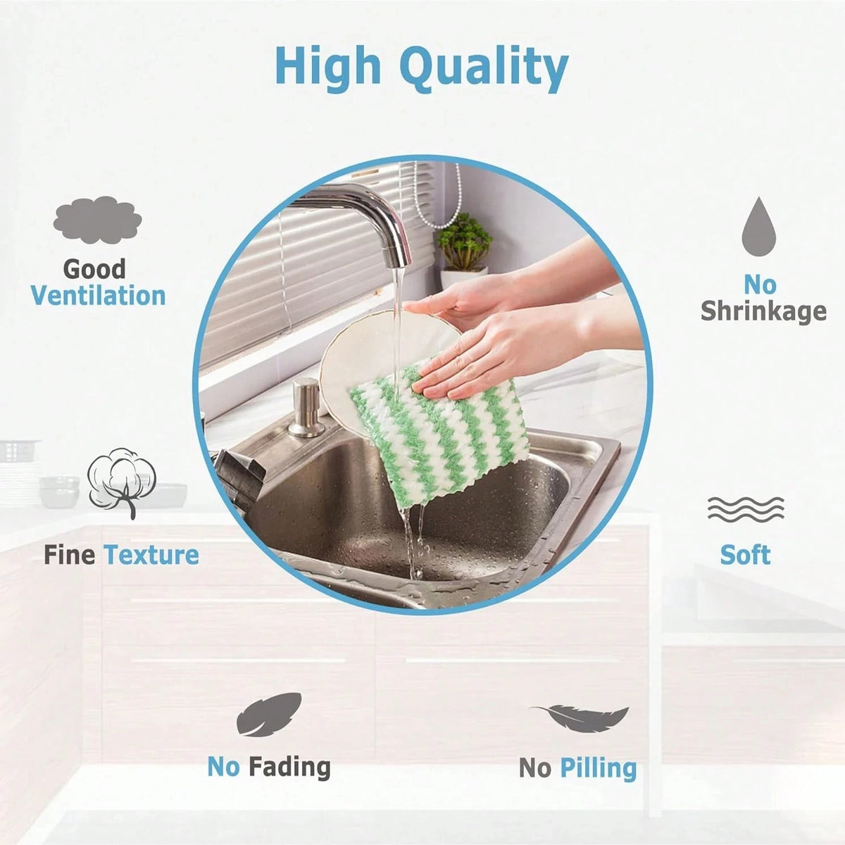 Rinsing a dish cloth under the kitchen tap