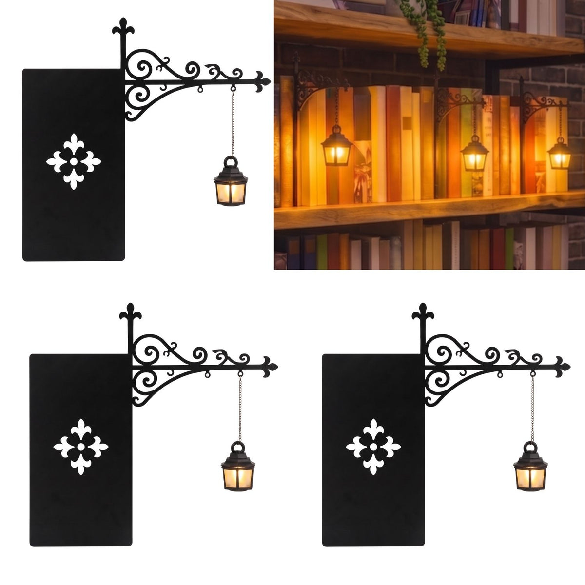Library Lantern Bookshelf Lights 3-pack